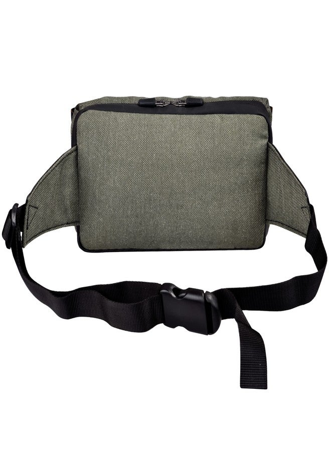 SYUTM Unisex Rectangle Front Zipper Canvas Matty Fabric Waist Pack Travel Handy Hiking Zip Pouch Elegant Style Document Money Phone Belt Sport Bag for Men and Women Adjustable Strap (Khaki Green) - Image 5